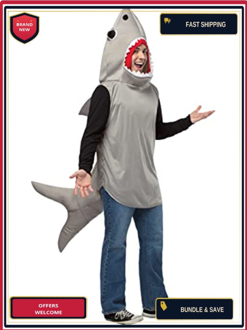 Sand Shark Adult Halloween Costume Foam Tunic